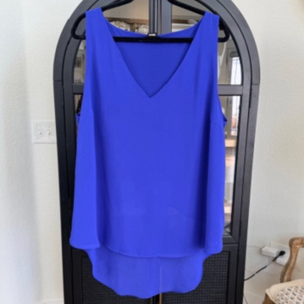 City Chic Cobalt V-Neck Sleeveless Blouse
